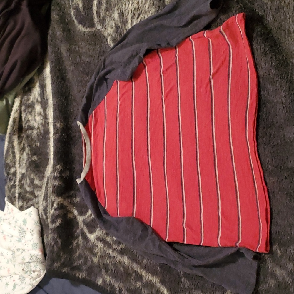 Boys red and gray striped long sleeve shirt.  Old Navy brand